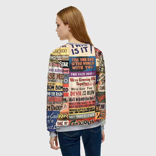 Женский свитшот Рекламные стикеры - retro / 3D-Меланж – фото 4