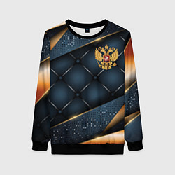 Свитшот женский Золотой герб России на объемном фоне, цвет: 3D-черный