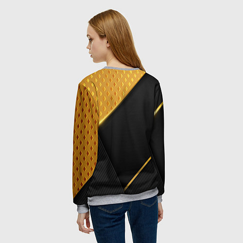 Женский свитшот Герб России на черном фоне с золотыми вставками / 3D-Меланж – фото 4