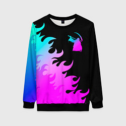 Свитшот женский Children of Bodom неоновый огонь, цвет: 3D-черный