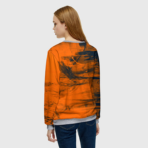 Женский свитшот Абстрактная оранжевая поверхность и чёрные тени / 3D-Меланж – фото 4