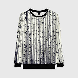 Свитшот женский Русские берёзки - роща, цвет: 3D-черный