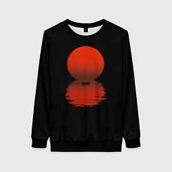 Свитшот женский Закат красного солнца, цвет: 3D-черный