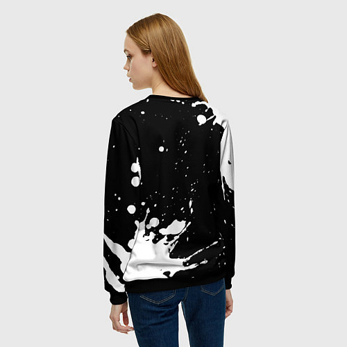 Женский свитшот Metallica и рок символ на темном фоне / 3D-Черный – фото 4