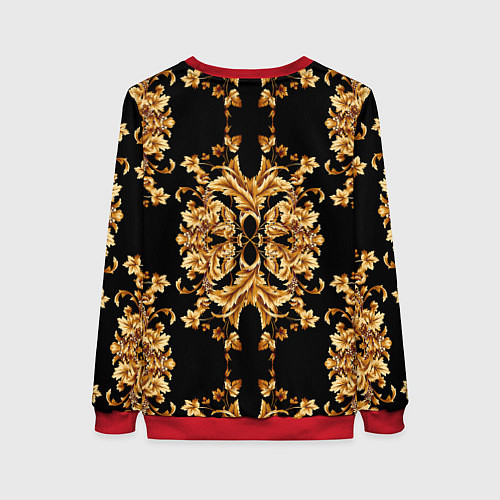 Женский свитшот Золотая гжель модные цветы / 3D-Красный – фото 2