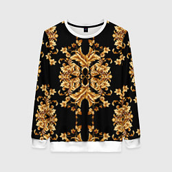 Свитшот женский Золотая гжель модные цветы, цвет: 3D-белый