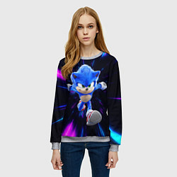 Свитшот женский Sonic running, цвет: 3D-меланж — фото 2