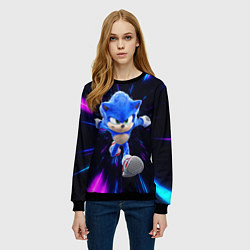 Свитшот женский Sonic running, цвет: 3D-черный — фото 2