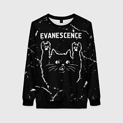 Свитшот женский Группа Evanescence и рок кот, цвет: 3D-черный