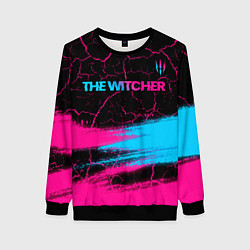 Свитшот женский The Witcher - neon gradient: символ сверху, цвет: 3D-черный