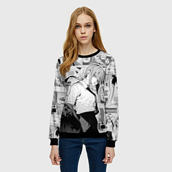 Свитшот женский Страницы манги - Макима - Человек бензопила, цвет: 3D-черный — фото 2