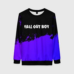 Свитшот женский Fall Out Boy purple grunge, цвет: 3D-черный