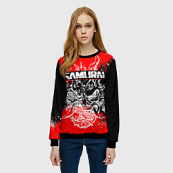 Свитшот женский Самурай - Маска Они - киберпанк, цвет: 3D-черный — фото 2