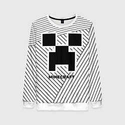 Женский свитшот Символ Minecraft на светлом фоне с полосами