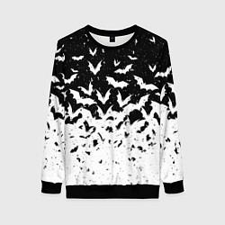 Свитшот женский Black and white bat pattern, цвет: 3D-черный