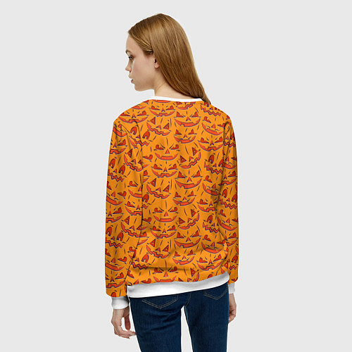 Женский свитшот Halloween Pumpkin Pattern / 3D-Белый – фото 4