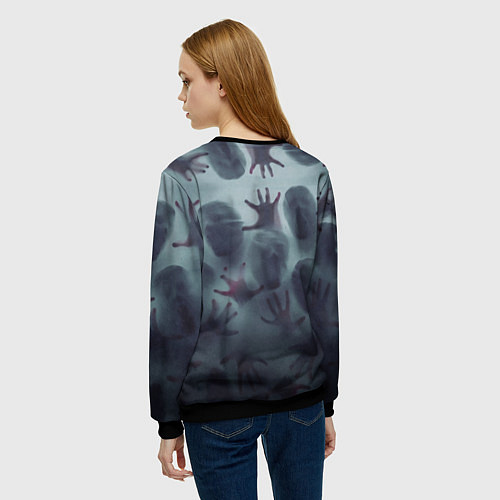 Женский свитшот Scary faces trying to get out / 3D-Черный – фото 4