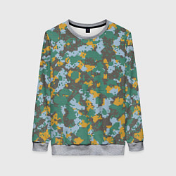 Женский свитшот Цифровой камуфляж - зелено-голубой