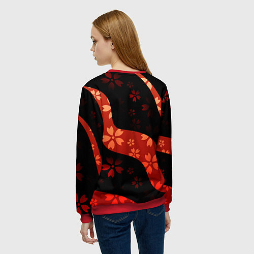 Женский свитшот Аса Митака и Демон войны - Человек бензопила / 3D-Красный – фото 4