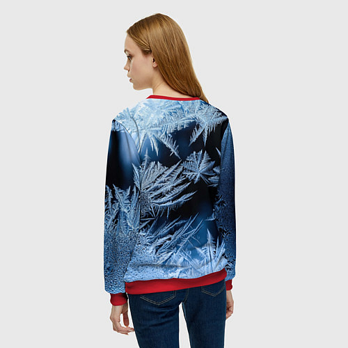 Женский свитшот Морозный узор на стекле / 3D-Красный – фото 4
