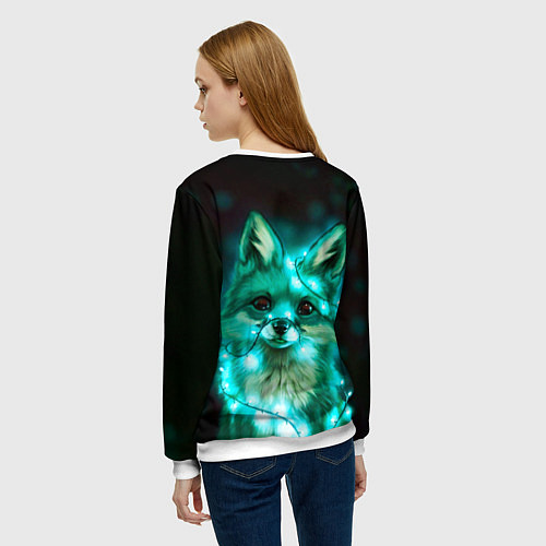 Женский свитшот Неоновый лис / 3D-Белый – фото 4