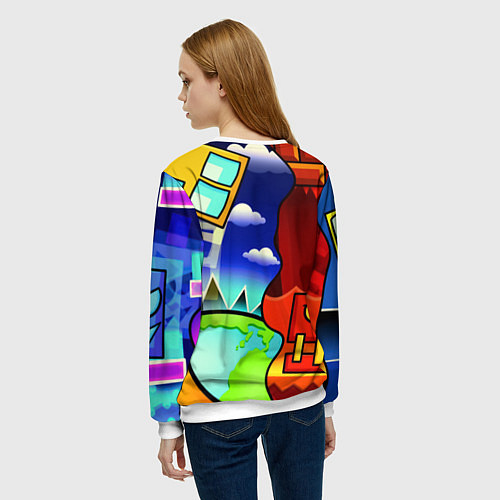 Женский свитшот Geometry dash world / 3D-Белый – фото 4