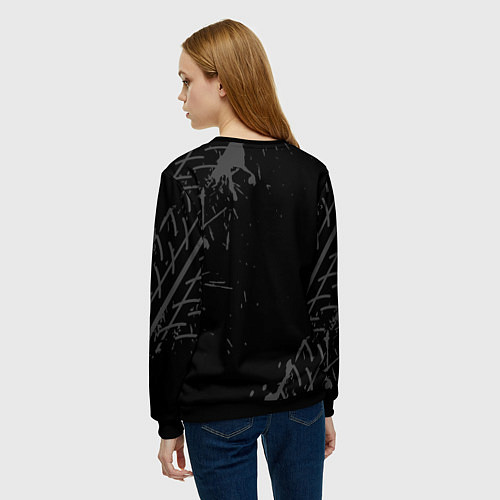 Женский свитшот Opel speed на темном фоне со следами шин / 3D-Черный – фото 4