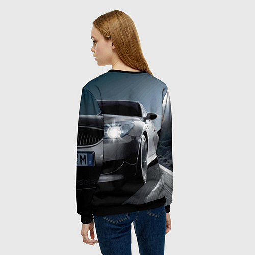 Женский свитшот Бэха на скорости на горной дороге / 3D-Черный – фото 4