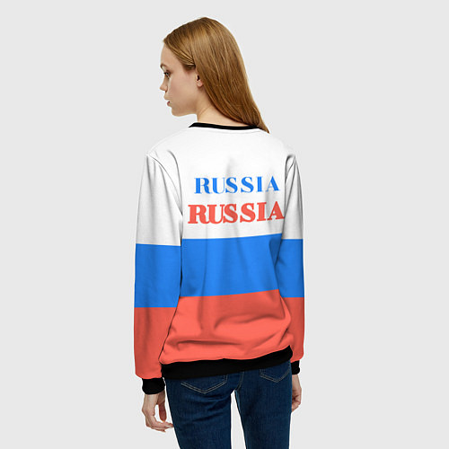 Женский свитшот Цвета флага России Russia / 3D-Черный – фото 4