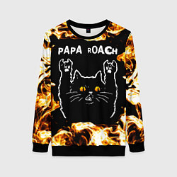 Свитшот женский Papa Roach рок кот и огонь, цвет: 3D-черный