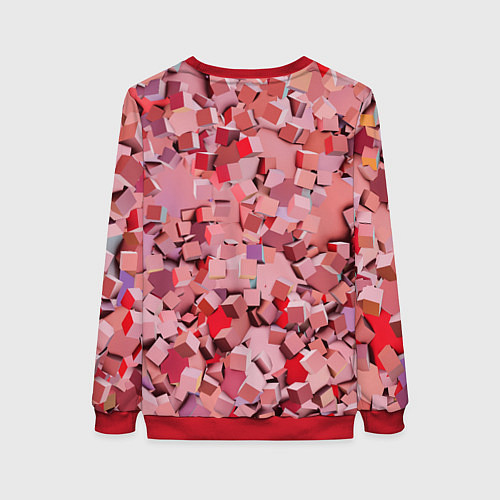 Женский свитшот Розовые кубы / 3D-Красный – фото 2