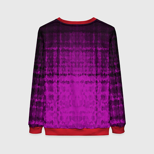 Женский свитшот Абстрактный мозаичный черно - пурпурный узор / 3D-Красный – фото 2