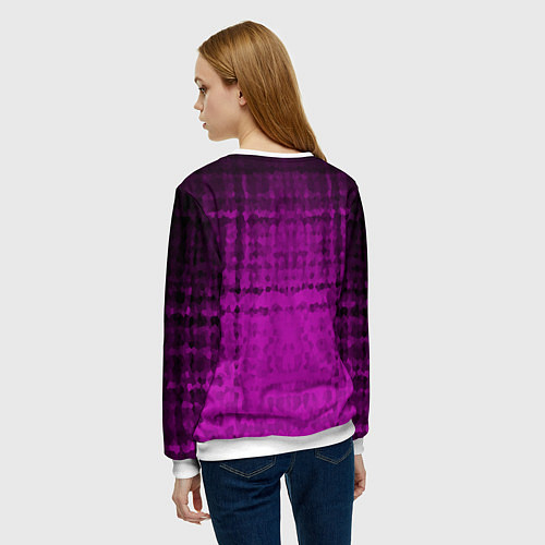 Женский свитшот Абстрактный мозаичный черно - пурпурный узор / 3D-Белый – фото 4