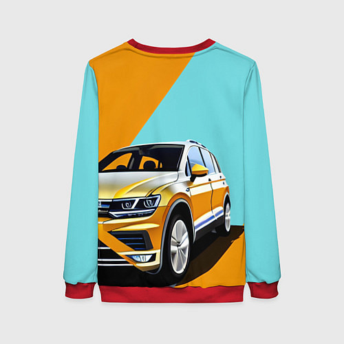 Женский свитшот Фольксваген тигуан оранжевый / 3D-Красный – фото 2
