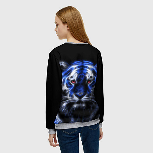 Женский свитшот Синий неоновый тигр / 3D-Меланж – фото 4