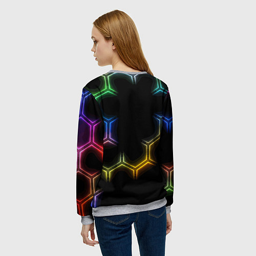 Женский свитшот Mercedes - neon pattern / 3D-Меланж – фото 4