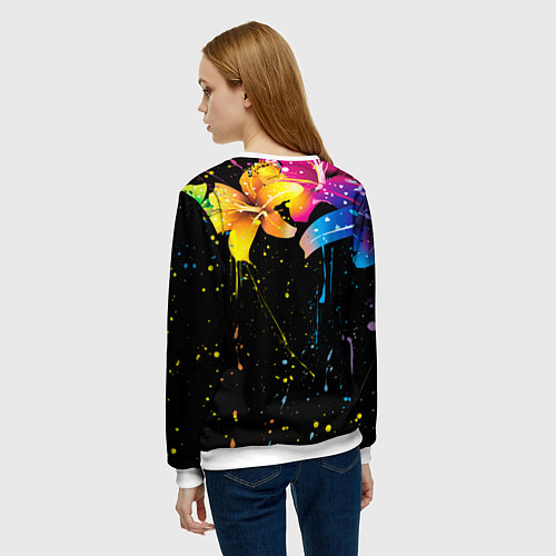 Женский свитшот Цветные лилии / 3D-Белый – фото 4