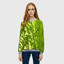 Свитшот женский Зеленый абстрактный камуфляж, цвет: 3D-меланж — фото 2