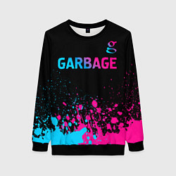 Свитшот женский Garbage - neon gradient: символ сверху, цвет: 3D-черный