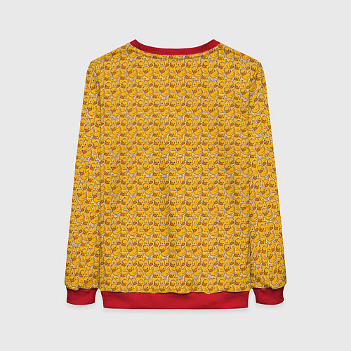 Женский свитшот Паттерн с утятами / 3D-Красный – фото 2