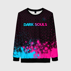 Свитшот женский Dark Souls - neon gradient: символ сверху, цвет: 3D-черный