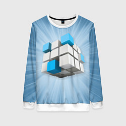 Свитшот женский Трёхцветный кубик Рубика, цвет: 3D-белый