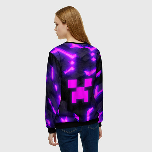 Женский свитшот Майнкрафт розовый / 3D-Черный – фото 4
