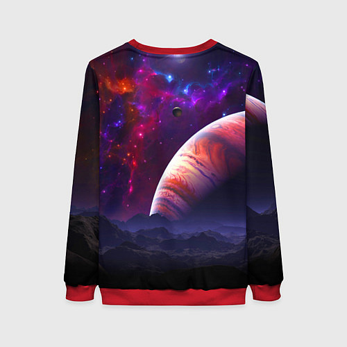 Женский свитшот Бесконечное космическое пространство - Планета / 3D-Красный – фото 2