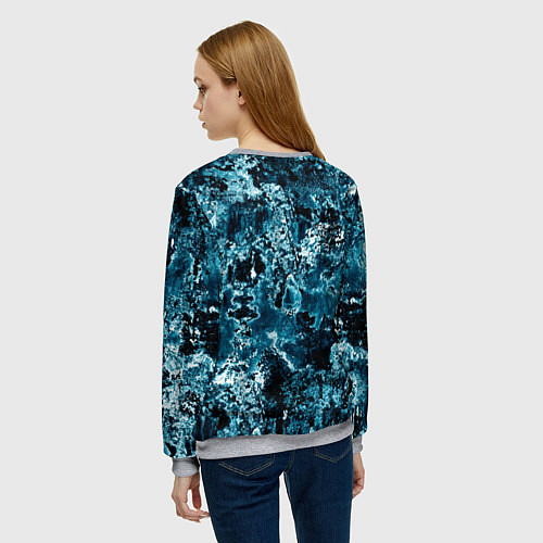 Женский свитшот Гранж - абстрактные синие разводы / 3D-Меланж – фото 4