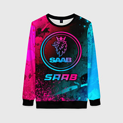 Свитшот женский Saab - neon gradient, цвет: 3D-черный