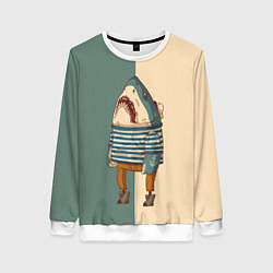 Свитшот женский Акула-моряк, цвет: 3D-белый