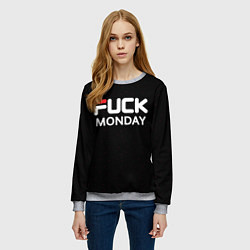 Свитшот женский Fuck monday - antibrand, fila, цвет: 3D-меланж — фото 2