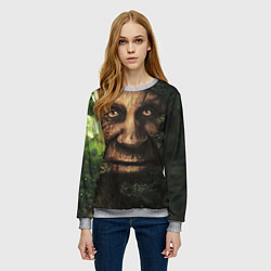 Свитшот женский Дерево с лицом мем Мудрое дерево, цвет: 3D-меланж — фото 2