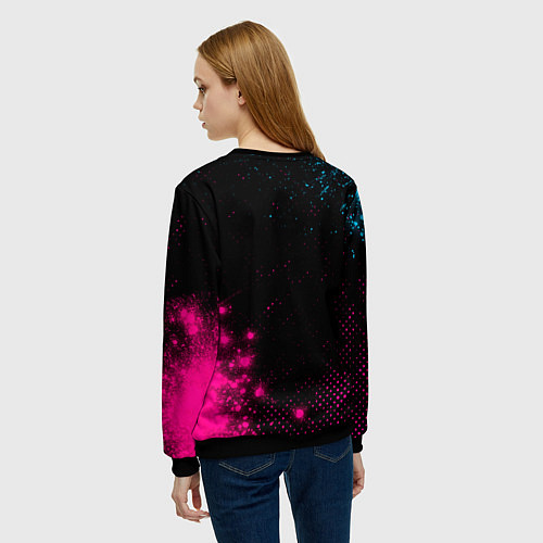 Женский свитшот Juventus - neon gradient: надпись, символ / 3D-Черный – фото 4